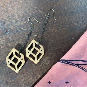 Laser cut wood drop dangle earrings